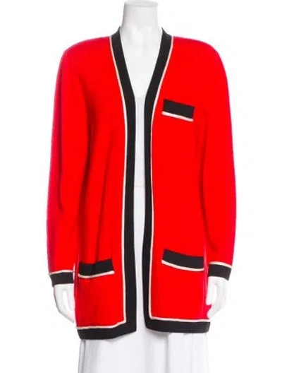 Pre-owned St John Wool Colorblock Pattern Dress Set In Red