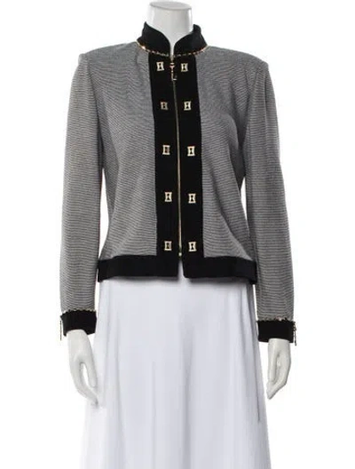 Pre-owned St John Wool Colorblock Pattern Evening Jacket In Multi