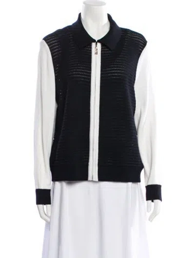 Pre-owned St John Wool Colorblock Pattern Jacket In Black