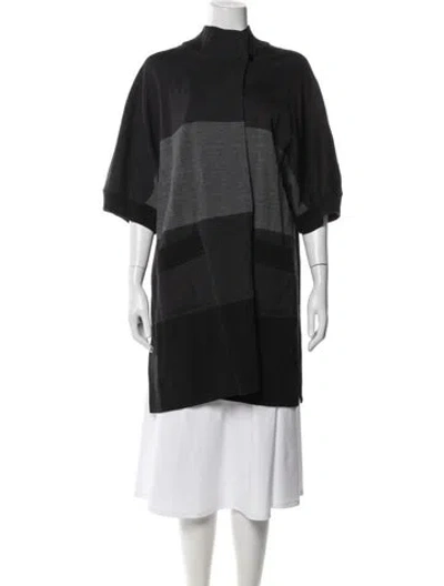 Pre-owned St John Wool Colorblock Pattern Jacket In Black