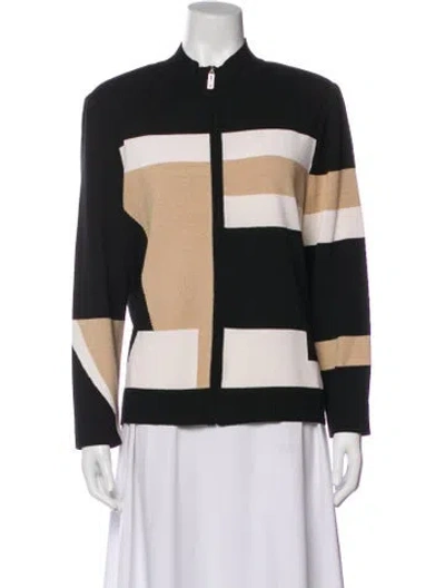 Pre-owned St John Wool Colorblock Pattern Jacket In Multi