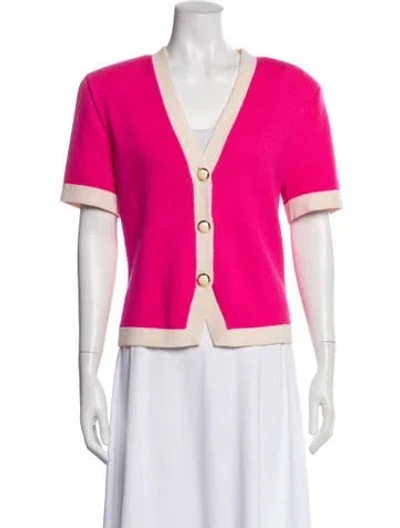 Pre-owned St John Wool Colorblock Pattern Jacket In Pink