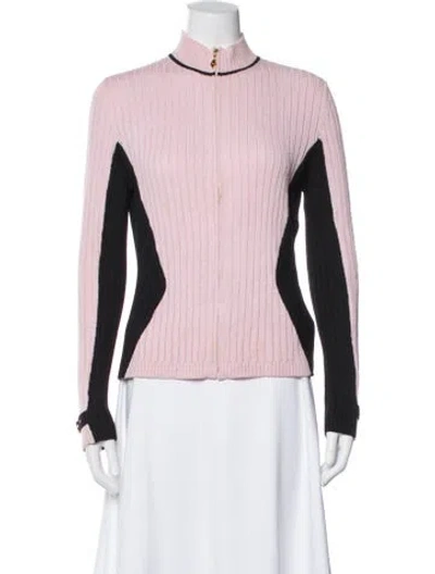 Pre-owned St John Wool Colorblock Pattern Jacket In Pink