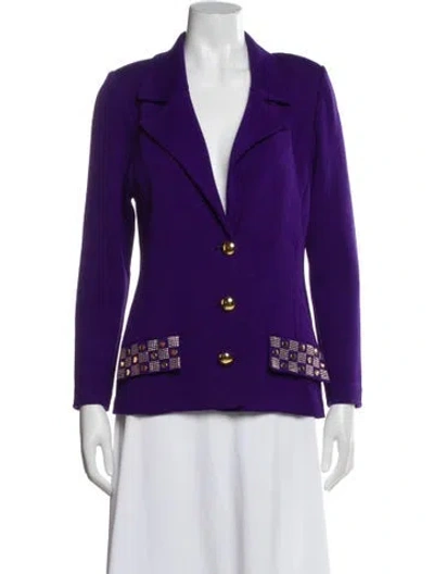 Pre-owned St John Wool Colorblock Pattern Jacket In Purple