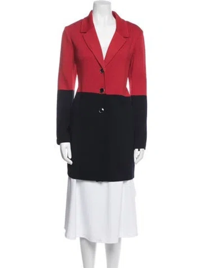 Pre-owned St John Wool Colorblock Pattern Jacket In Red