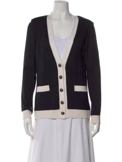 Pre-owned St John Wool Colorblock Pattern Sweater In Black