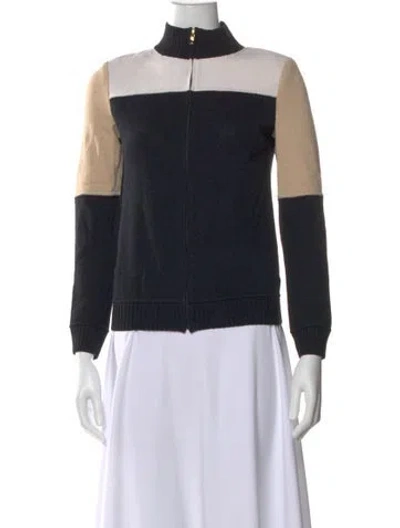 Pre-owned St John Wool Colorblock Pattern Sweater In Black