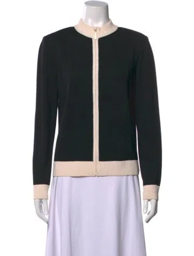 Pre-owned St John Wool Colorblock Pattern Sweater In Black
