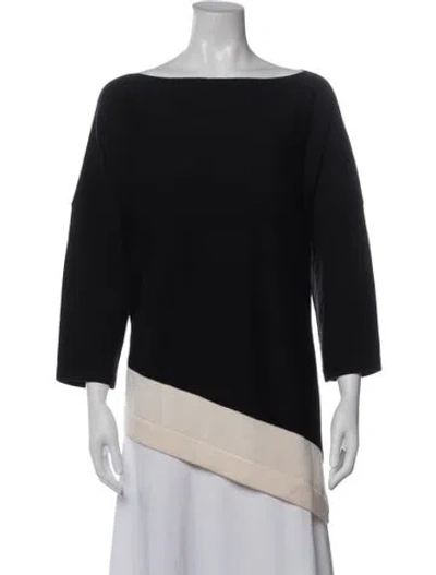 Pre-owned St John Wool Colorblock Pattern Sweater In Black