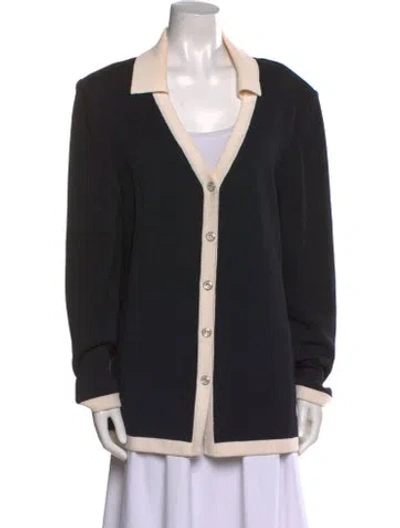 Pre-owned St John Wool Colorblock Pattern Sweater In Blue