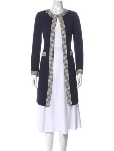 Pre-owned St John Wool Colorblock Pattern Sweater In Blue