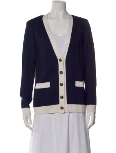 Pre-owned St John Wool Colorblock Pattern Sweater In Blue