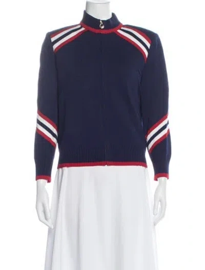 Pre-owned St John Wool Colorblock Pattern Sweater In Blue