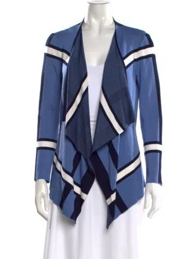 Pre-owned St John Wool Colorblock Pattern Sweater In Blue