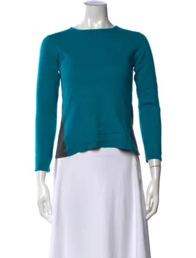 Pre-owned St John Wool Colorblock Pattern Sweater In Blue