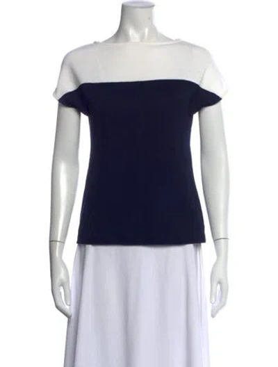 Pre-owned St John Wool Colorblock Pattern Sweater In Blue