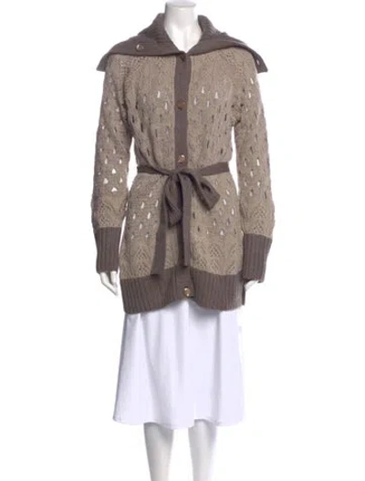 Pre-owned St John Wool Colorblock Pattern Sweater In Brown