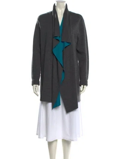 Pre-owned St John Wool Colorblock Pattern Sweater In Gray