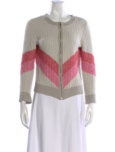 Pre-owned St John Wool Colorblock Pattern Sweater In Gray