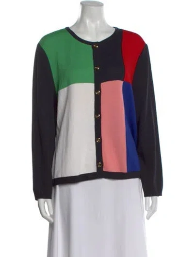 Pre-owned St John Wool Colorblock Pattern Sweater In Multi