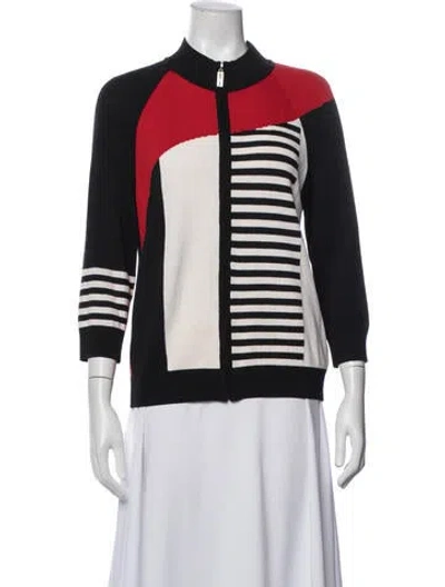 Pre-owned St John Wool Colorblock Pattern Sweater In Multi