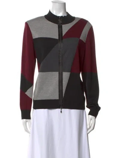 Pre-owned St John Wool Colorblock Pattern Sweater In Multicolor