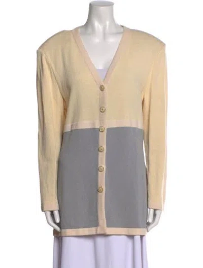 Pre-owned St John Wool Colorblock Pattern Sweater In Neutral