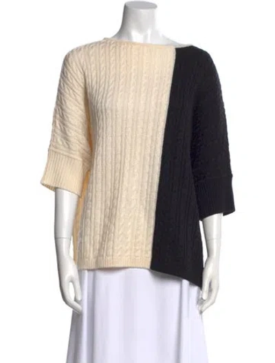 Pre-owned St John Wool Colorblock Pattern Sweater In Neutral