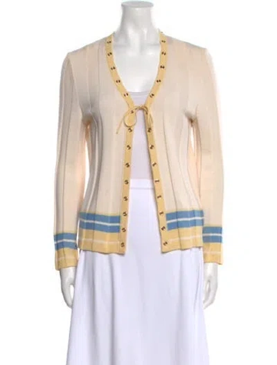 Pre-owned St John Wool Colorblock Pattern Sweater In Neutral