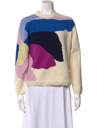 Pre-owned St John Wool Colorblock Pattern Sweater In Neutral