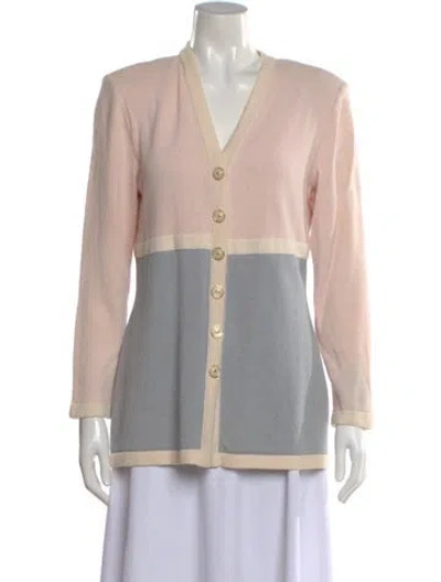Pre-owned St John Wool Colorblock Pattern Sweater In Neutral