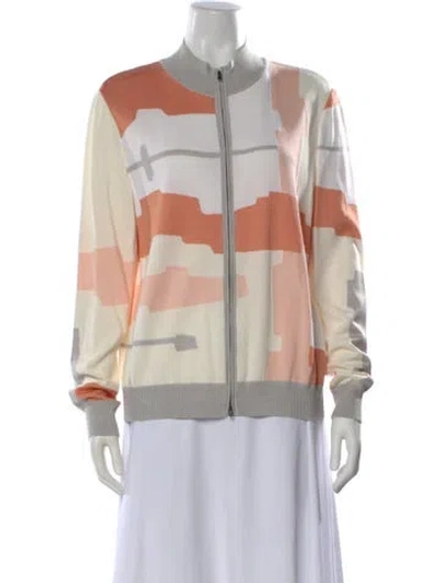 Pre-owned St John Wool Colorblock Pattern Sweater In Neutral
