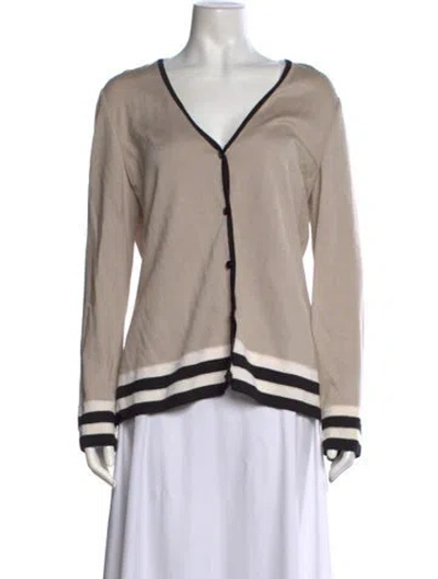 Pre-owned St John Wool Colorblock Pattern Sweater In Neutral