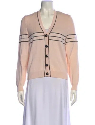 Pre-owned St John Wool Colorblock Pattern Sweater In Pink