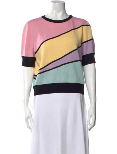 Pre-owned St John Wool Colorblock Pattern Sweater In Pink