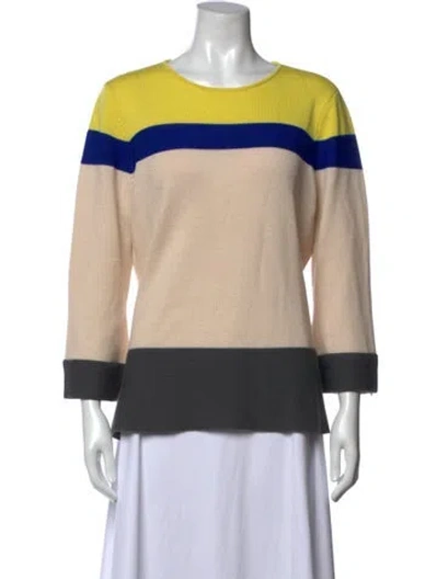 Pre-owned St John Wool Colorblock Pattern Sweater In Yellow
