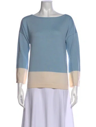 Pre-owned St John Wool Colorblock Pattern Top In Blue