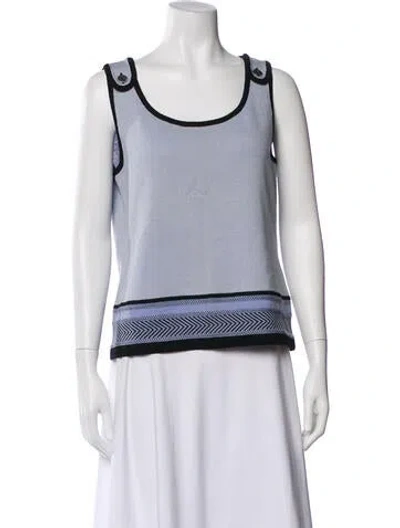 Pre-owned St John Wool Colorblock Pattern Top In Blue