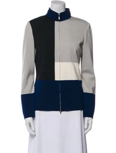 Pre-owned St John Wool Colorblock Pattern Vest In Black