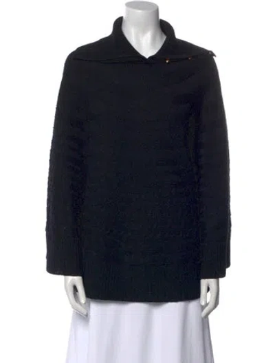 Pre-owned St John Wool Cowl Neck Sweater In Black