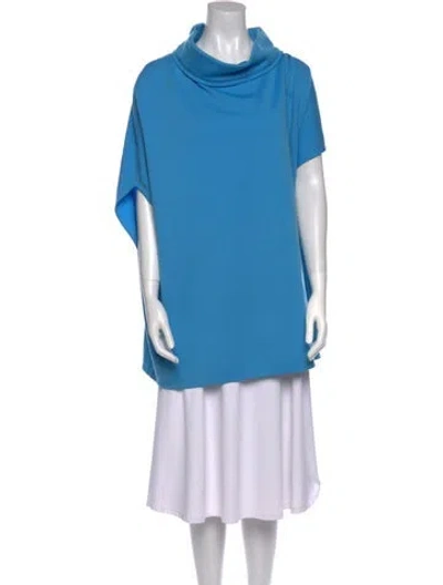 Pre-owned St John Wool Cowl Neck Sweater In Blue