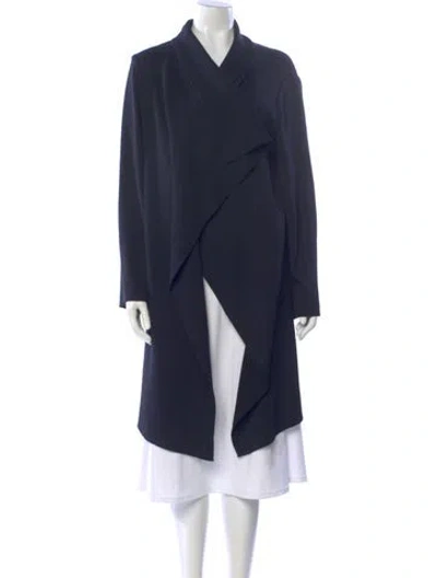 Pre-owned St John Wool Cowl Neck Sweater In Blue