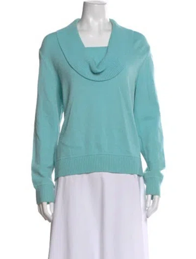 Pre-owned St John Wool Cowl Neck Sweater In Blue