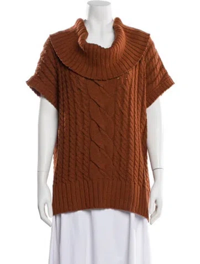 Pre-owned St John Wool Cowl Neck Sweater In Orange