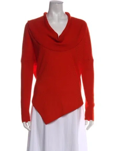 Pre-owned St John Wool Cowl Neck Sweater In Orange