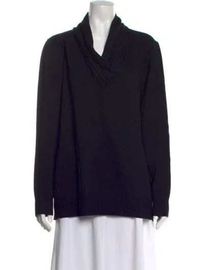 Pre-owned St John Wool Cowl Neck Sweater W/ Tags In Blue