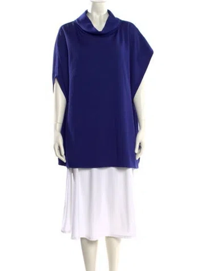 Pre-owned St John Wool Cowl Neck Sweater W/ Tags In Blue