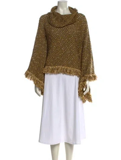 Pre-owned St John Wool Cowl Neck Sweater In Yellow