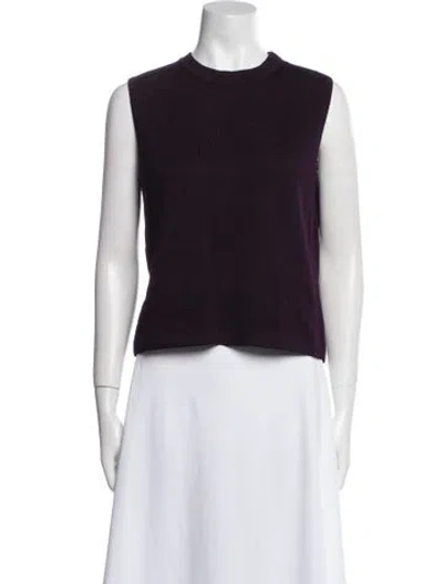 Pre-owned St John Wool Crew Neck Crop Top In Blue