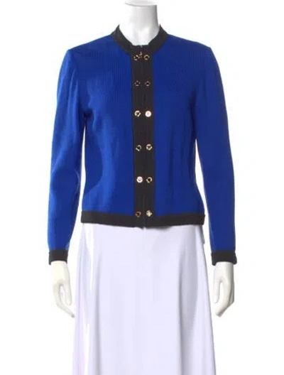 Pre-owned St John Wool Crew Neck Sweater In Blue